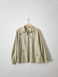 Vintage Floral Embroidered Button Up (2X)