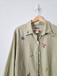 Vintage Floral Embroidered Button Up (2X)