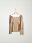 Free People Ribbed Puff Sleeve Top (M)
