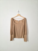 Free People Ribbed Puff Sleeve Top (M)