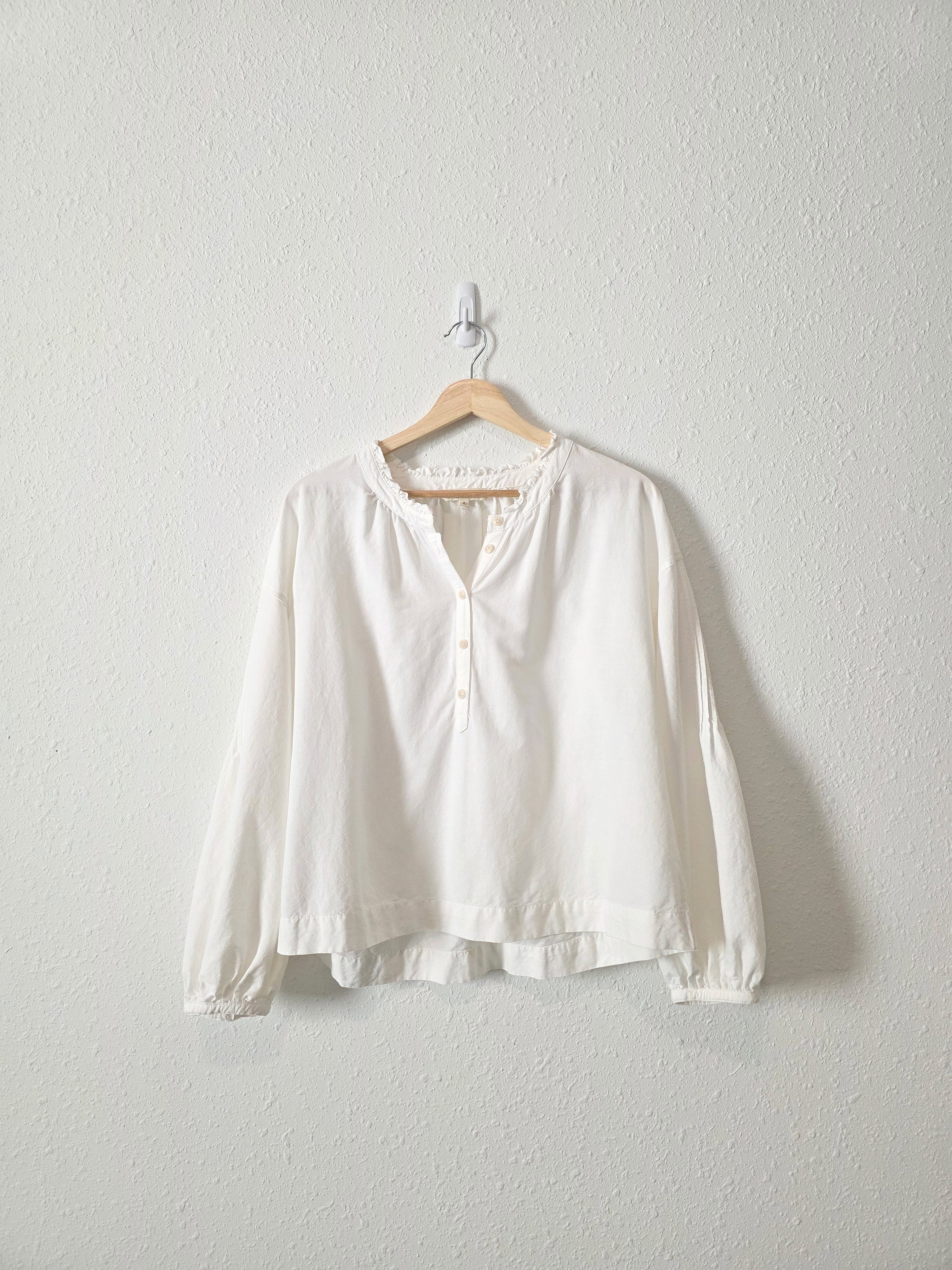 Madewell White Puff Sleeve Blouse (M)