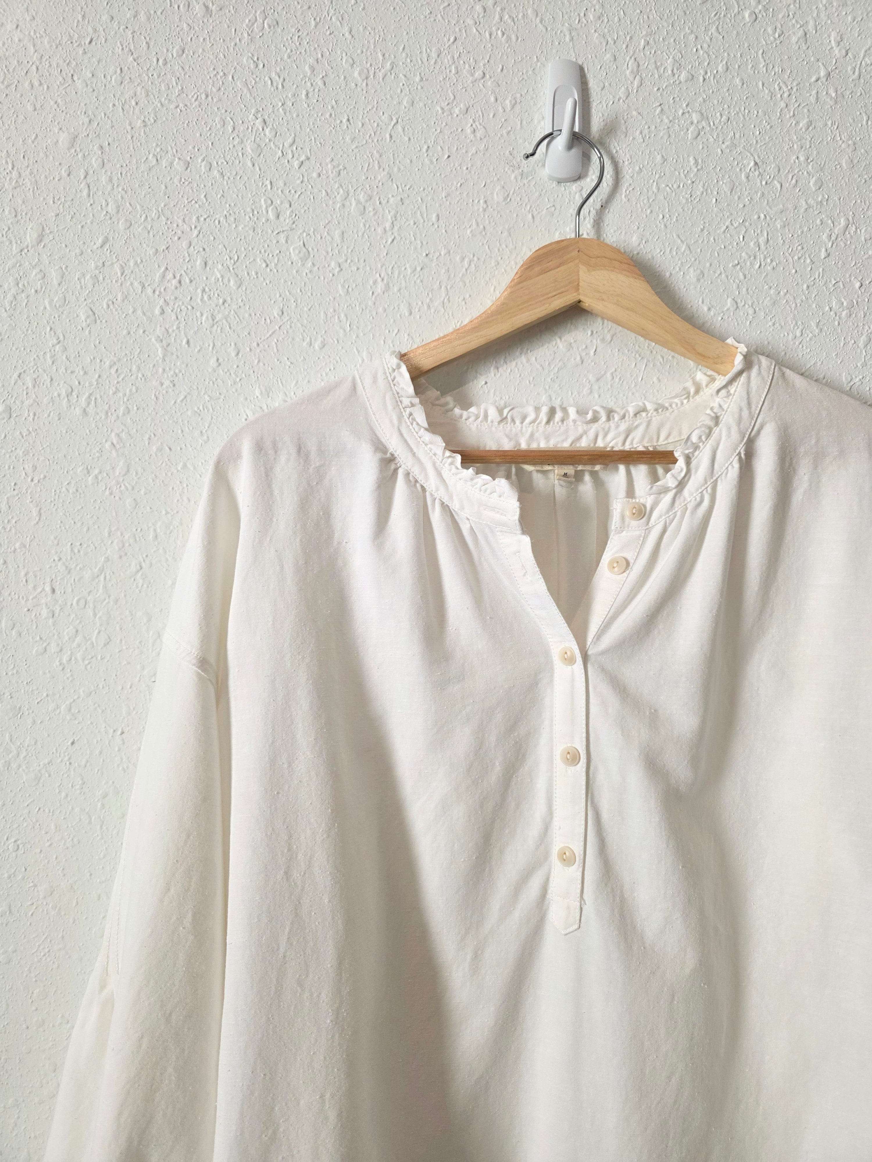 Madewell White Puff Sleeve Blouse (M)