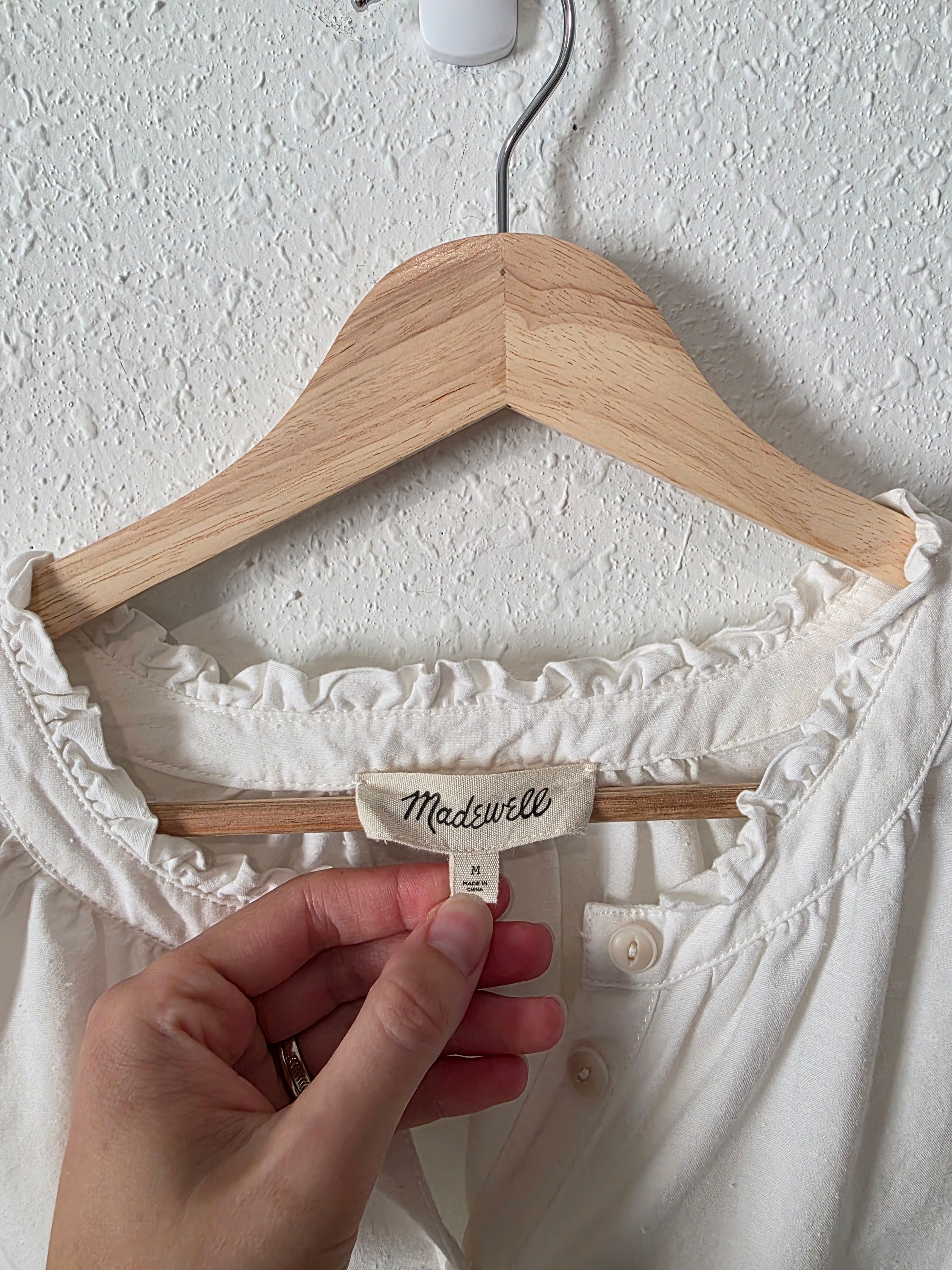 Madewell White Puff Sleeve Blouse (M)