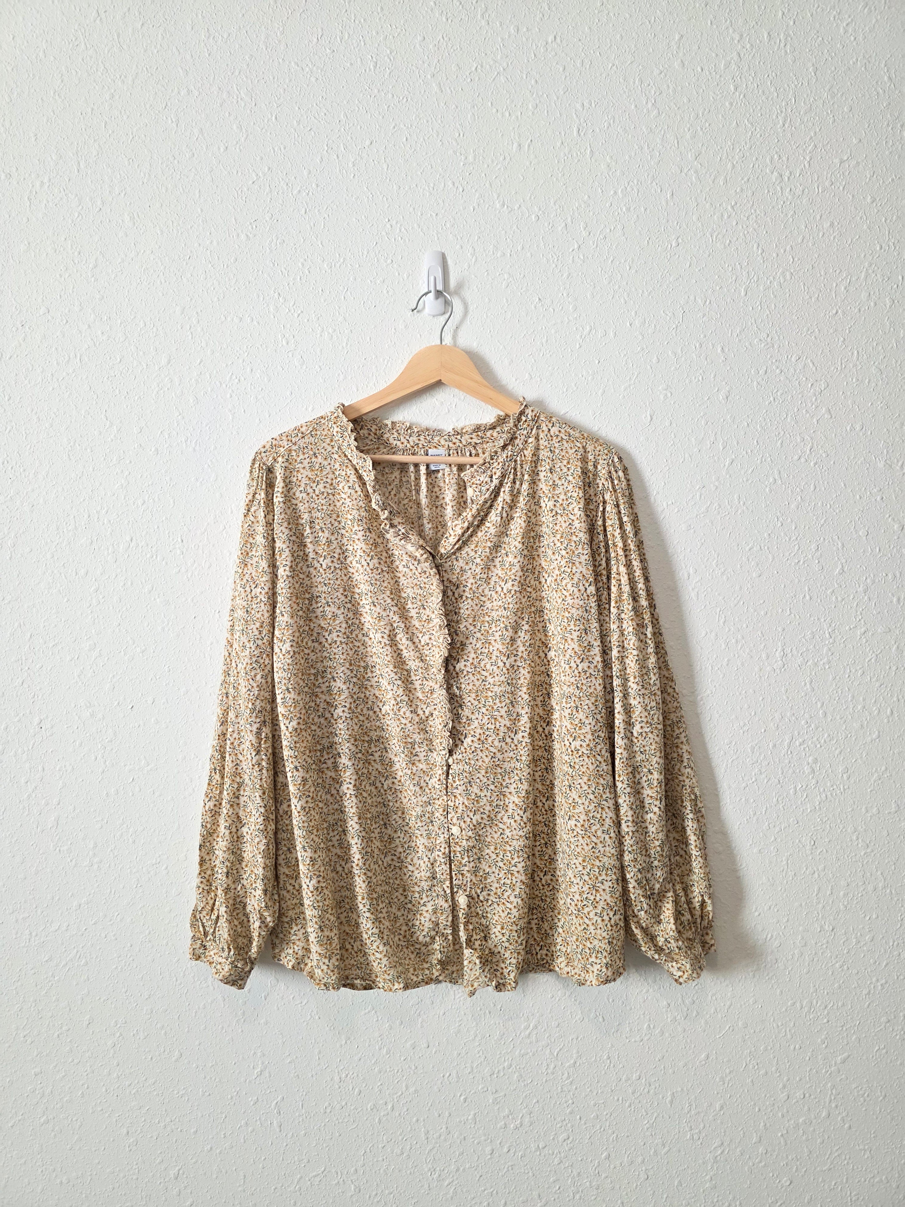 Floral Button Up Blouse (L)
