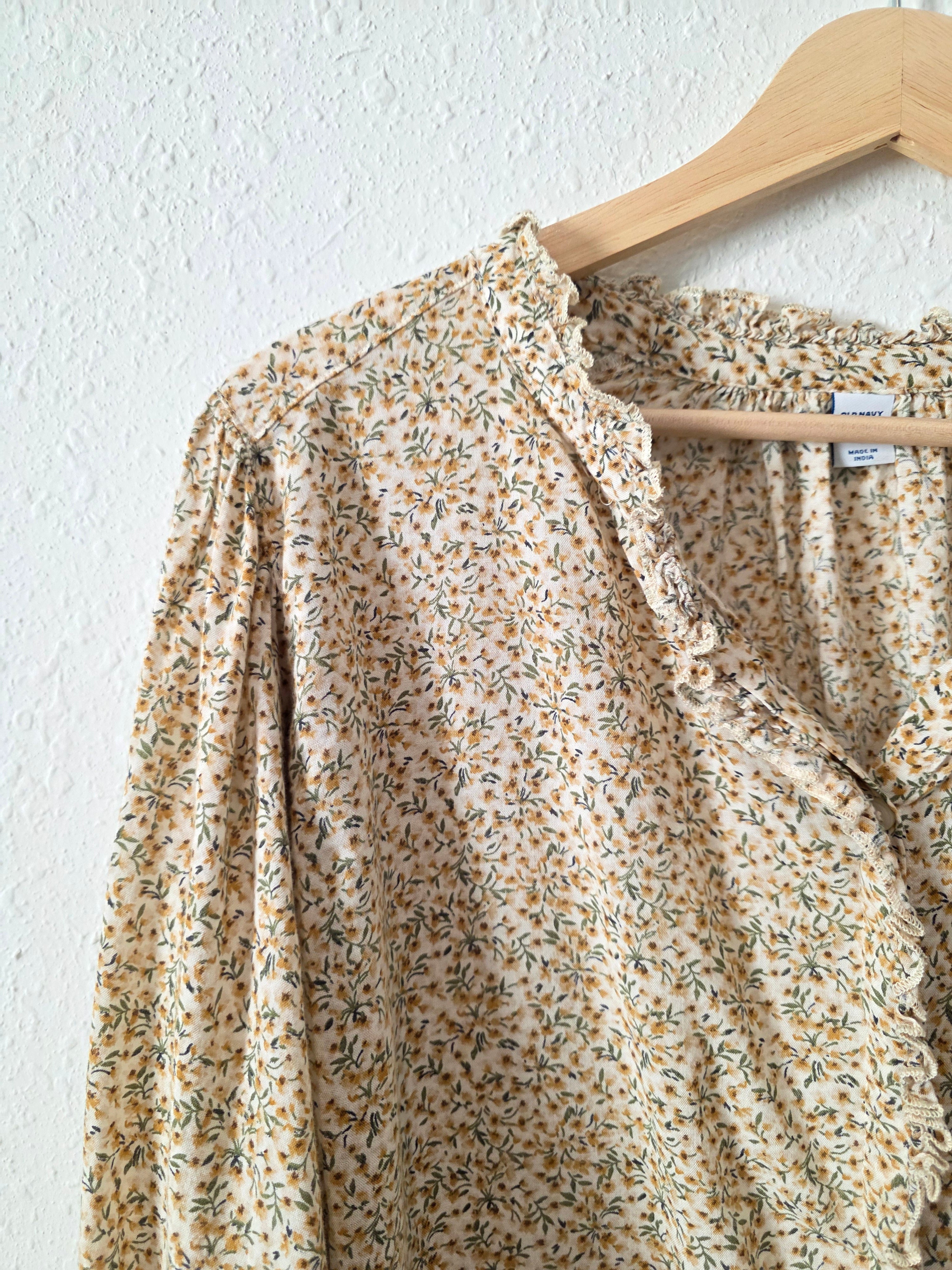 Floral Button Up Blouse (L)