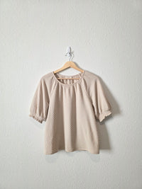 Loft Textured Puff Sleeve Top (M)