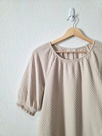 Loft Textured Puff Sleeve Top (M)