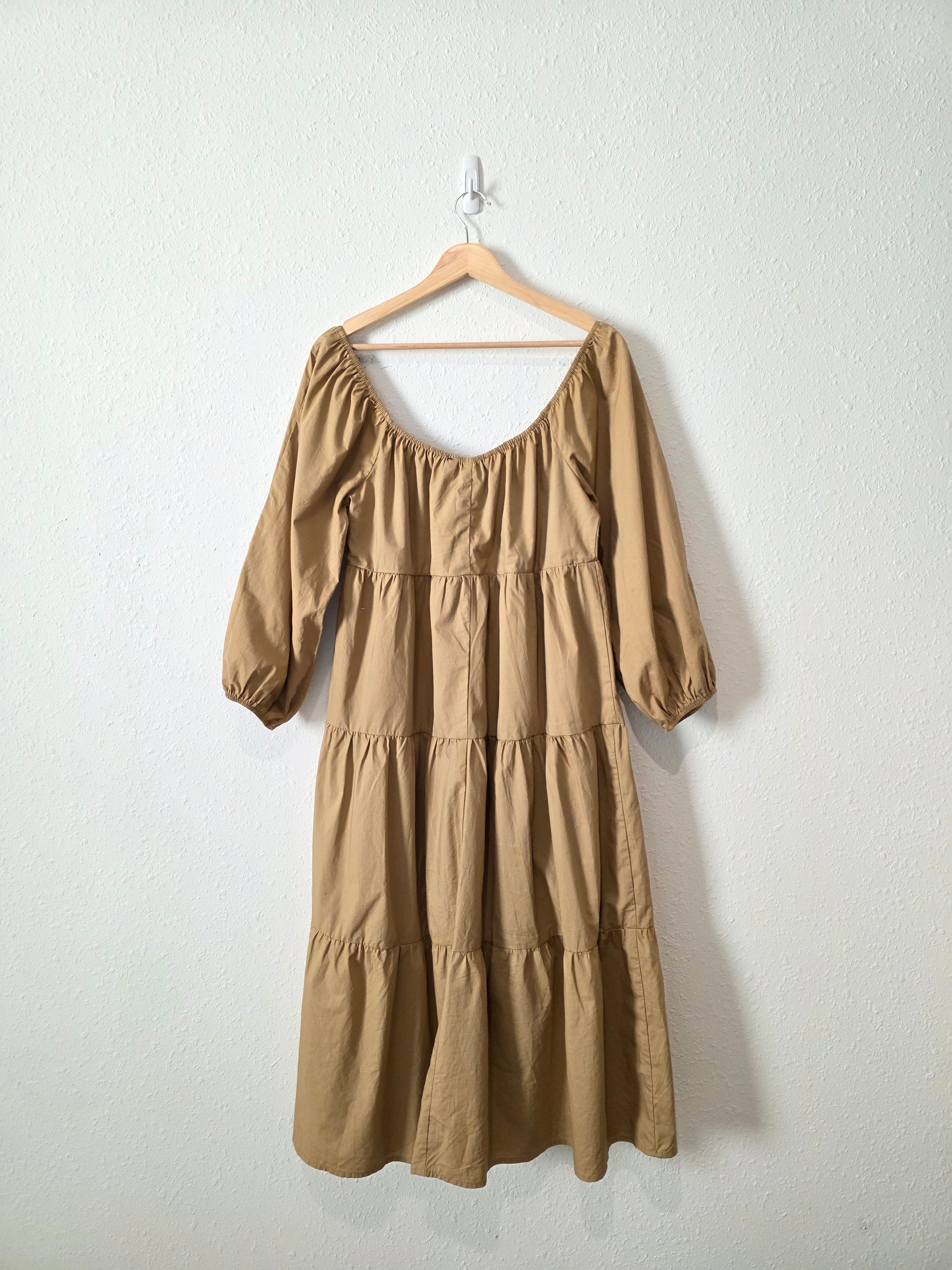 Hyfve Brown Tiered Midi Dress (M)