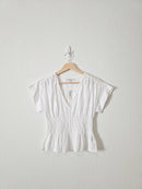 NEW Madewell White Smocked Top (XS)