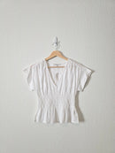 NEW Madewell White Smocked Top (XS)