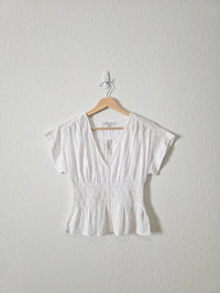 NEW Madewell White Smocked Top (XS)