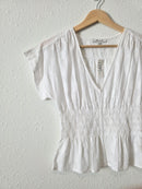 NEW Madewell White Smocked Top (XS)