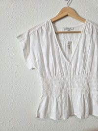 NEW Madewell White Smocked Top (XS)