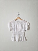 NEW Madewell White Smocked Top (XS)