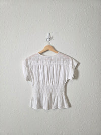 NEW Madewell White Smocked Top (XS)