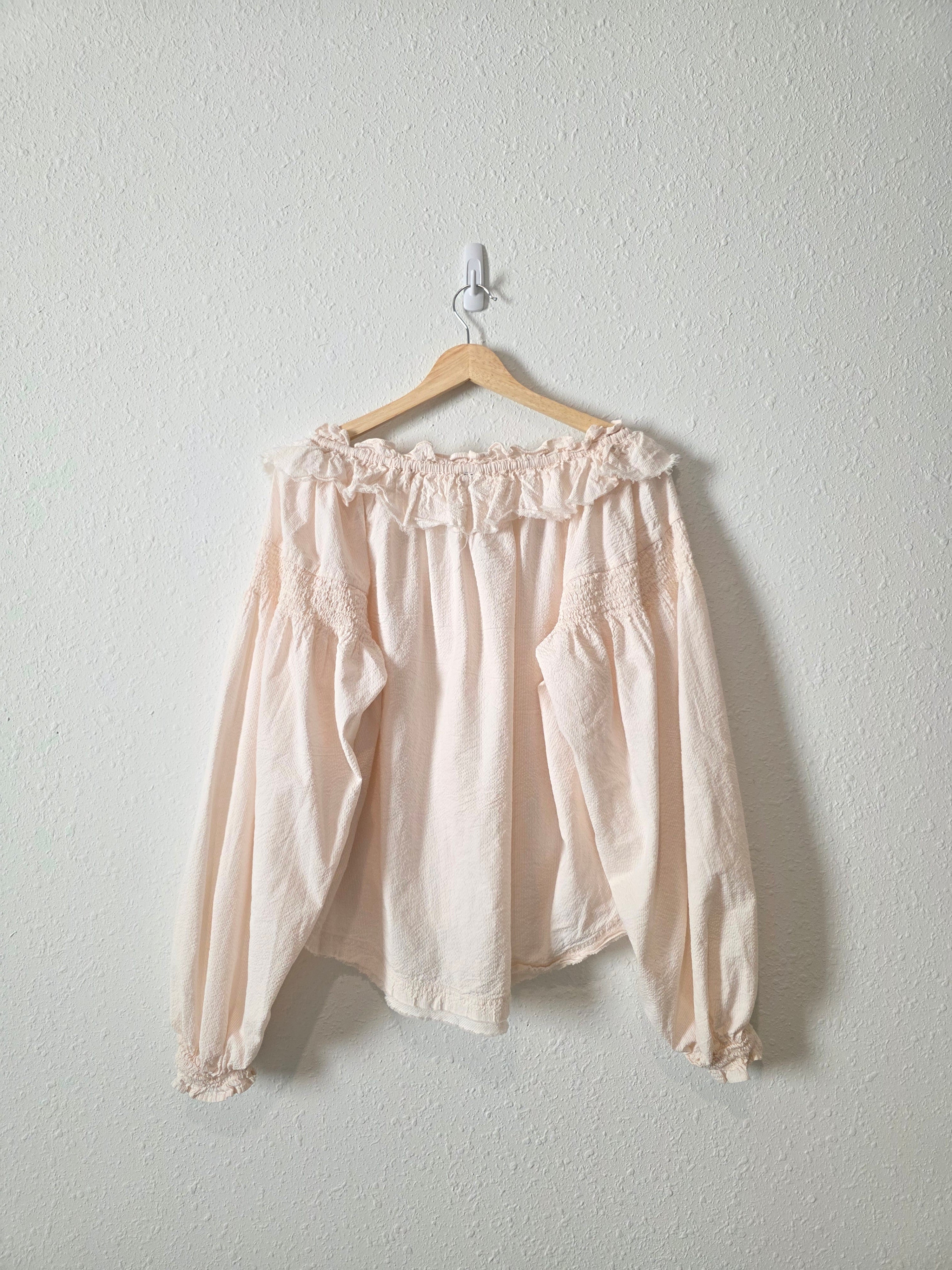 Anthropologie Striped Puff Sleeve Top (L)