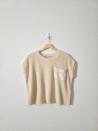 Cream Ribbed Knit Top (M)