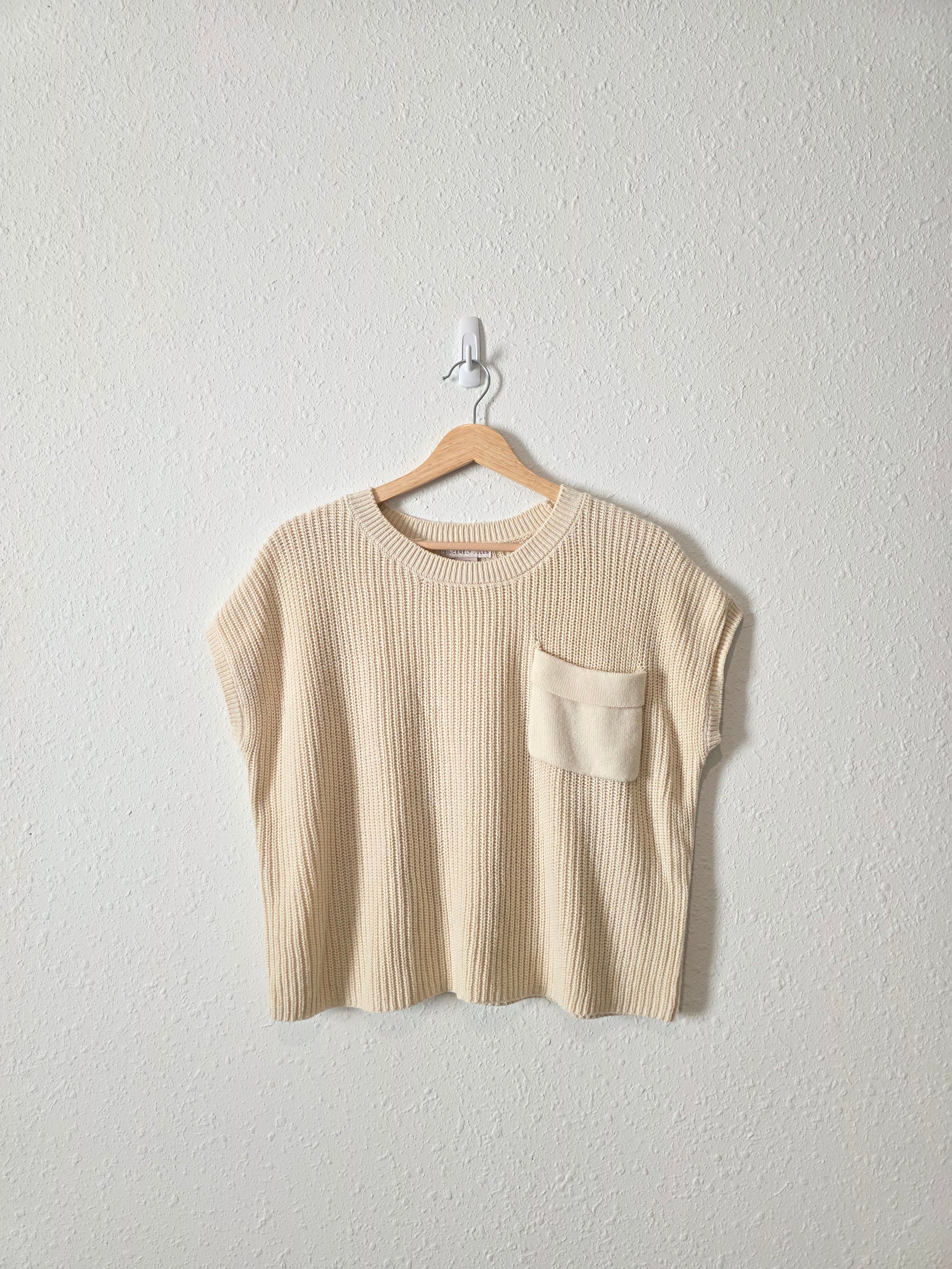 Cream Ribbed Knit Top (M)