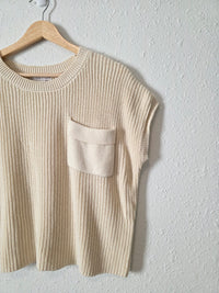 Cream Ribbed Knit Top (M)