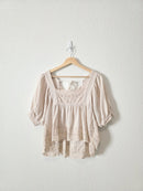 Floral Eyelet Puff Sleeve Top (M)