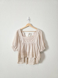 Floral Eyelet Puff Sleeve Top (M)