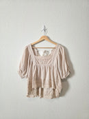 Floral Eyelet Puff Sleeve Top (M)
