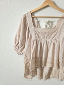Floral Eyelet Puff Sleeve Top (M)