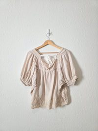 Floral Eyelet Puff Sleeve Top (M)