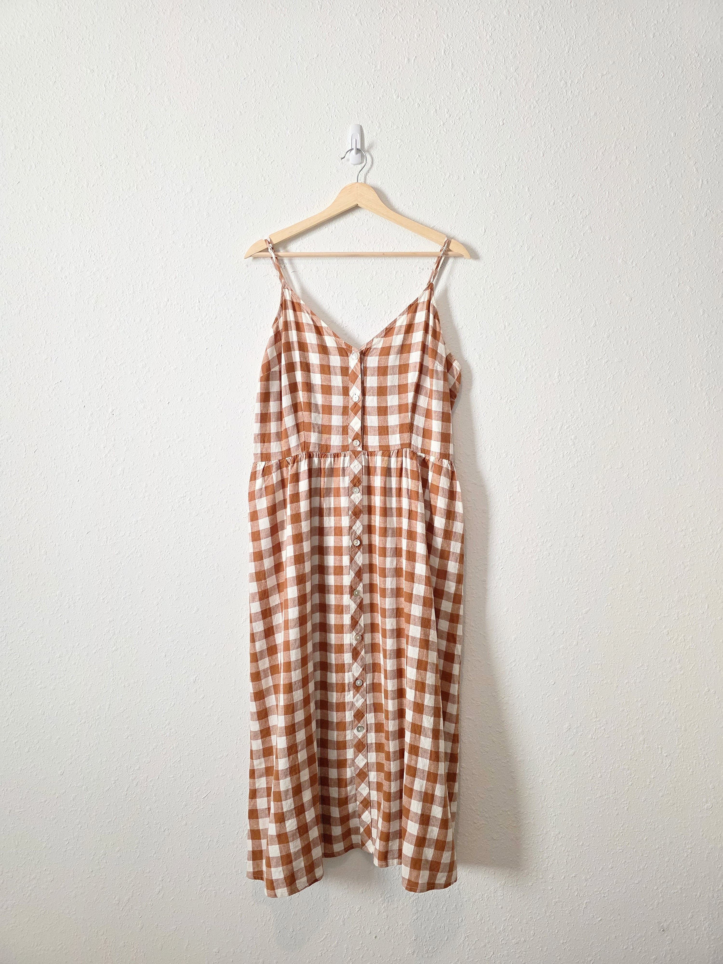 Rust Checkered Midi Dress (XL)