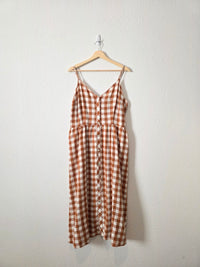 Rust Checkered Midi Dress (XL)