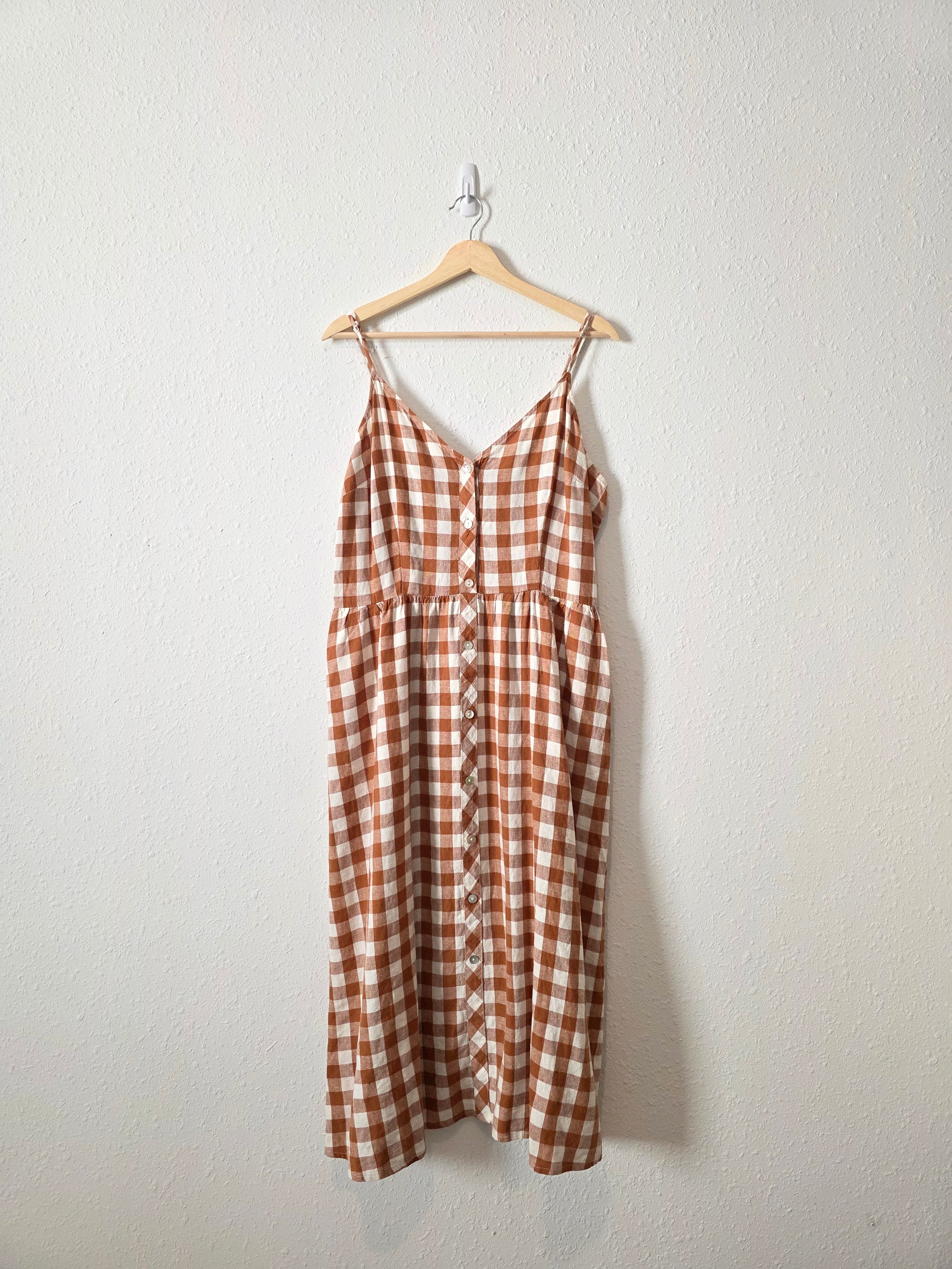 Rust Checkered Midi Dress (XL)