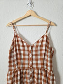 Rust Checkered Midi Dress (XL)