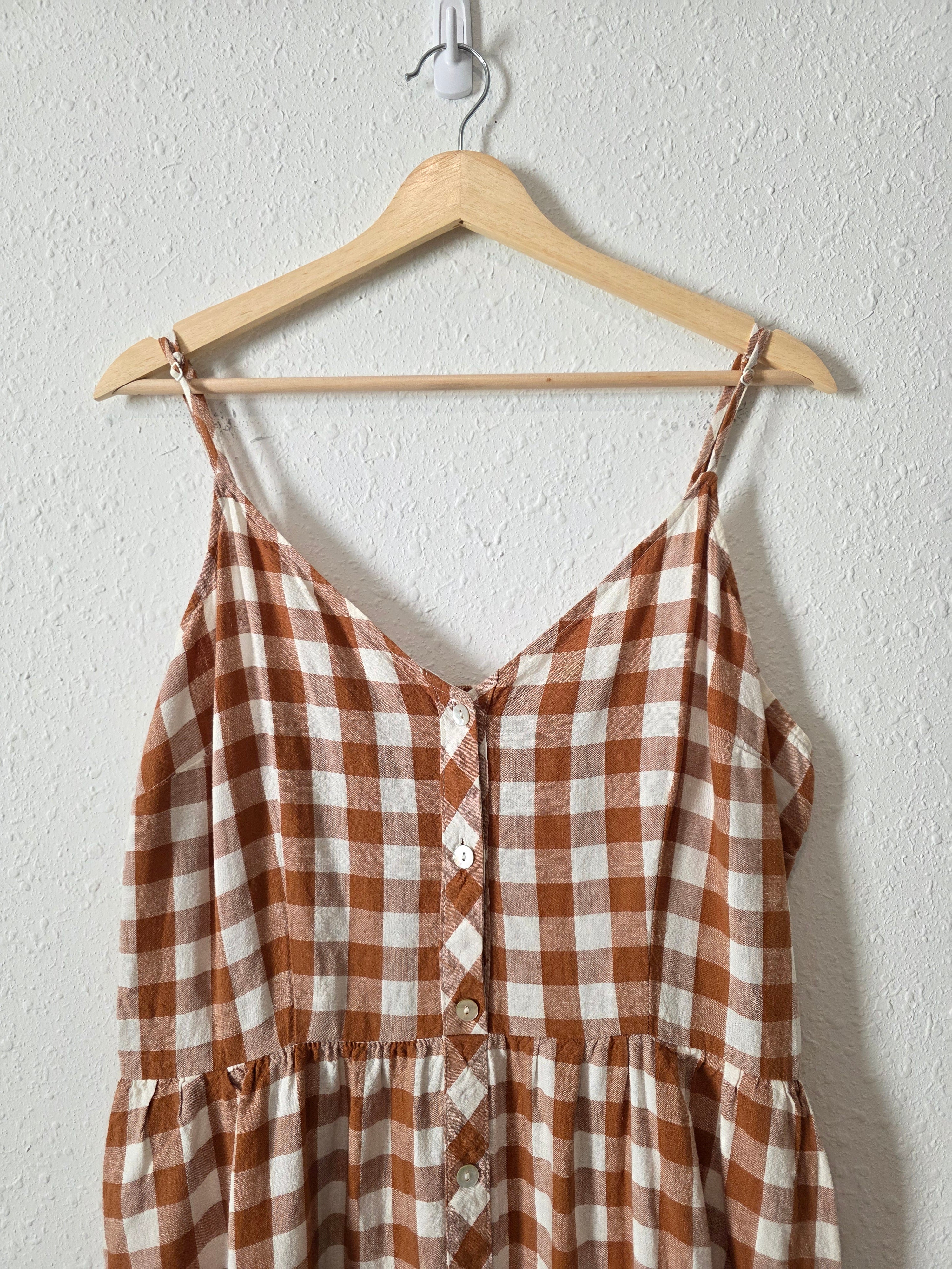 Rust Checkered Midi Dress (XL)