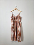 Rust Checkered Midi Dress (XL)