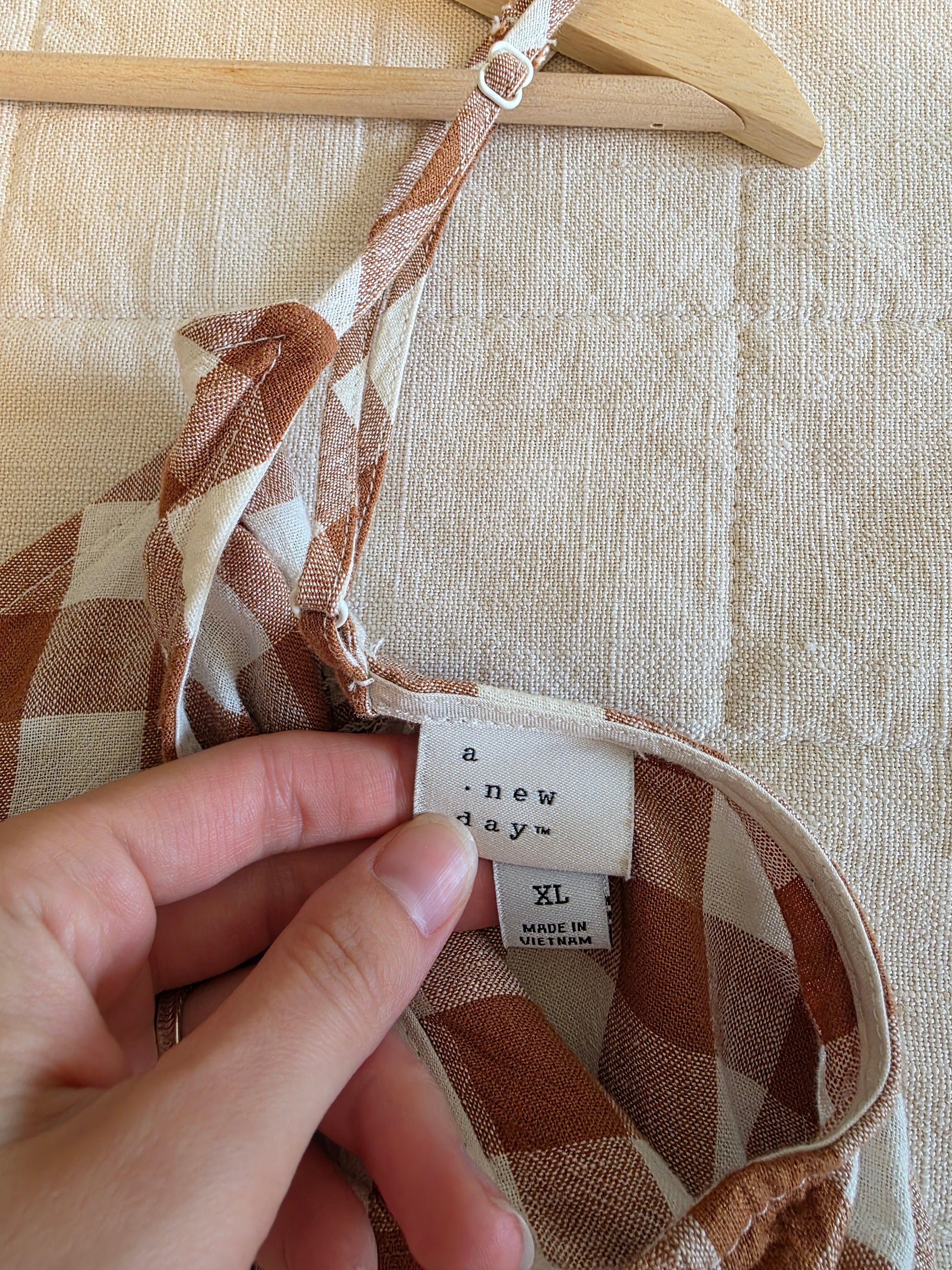 Rust Checkered Midi Dress (XL)