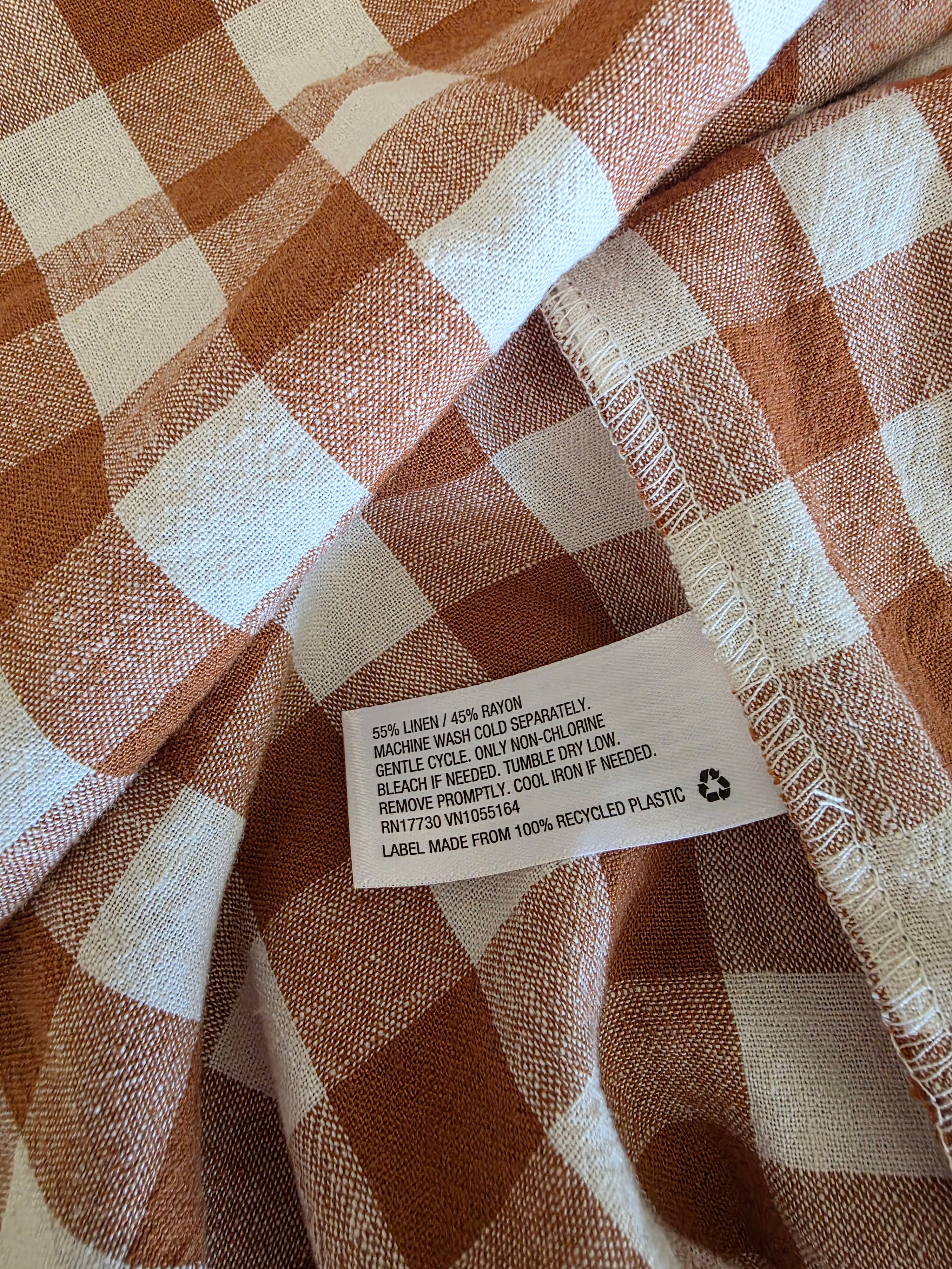 Rust Checkered Midi Dress (XL)