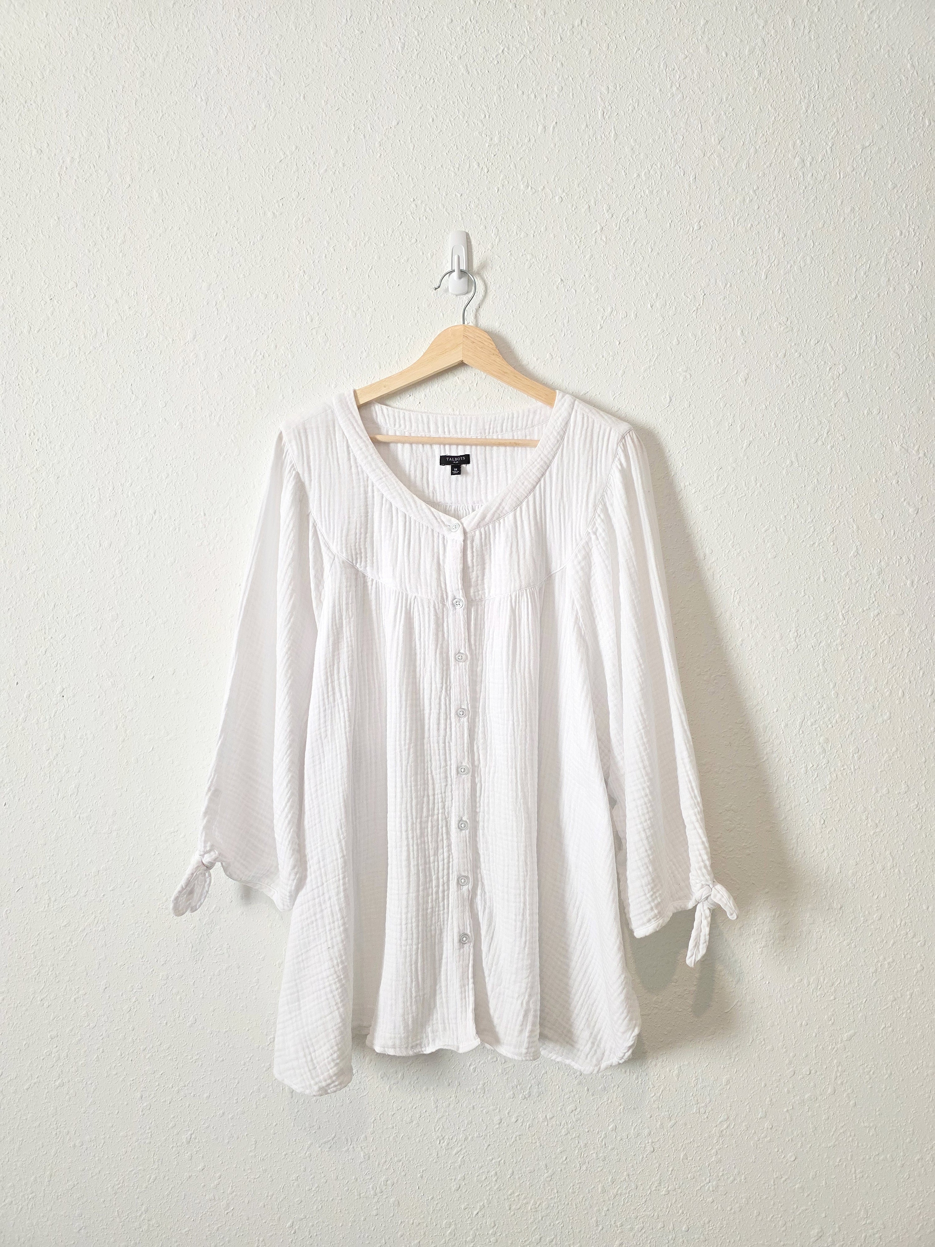 White Cotton Gauze Top (3X)