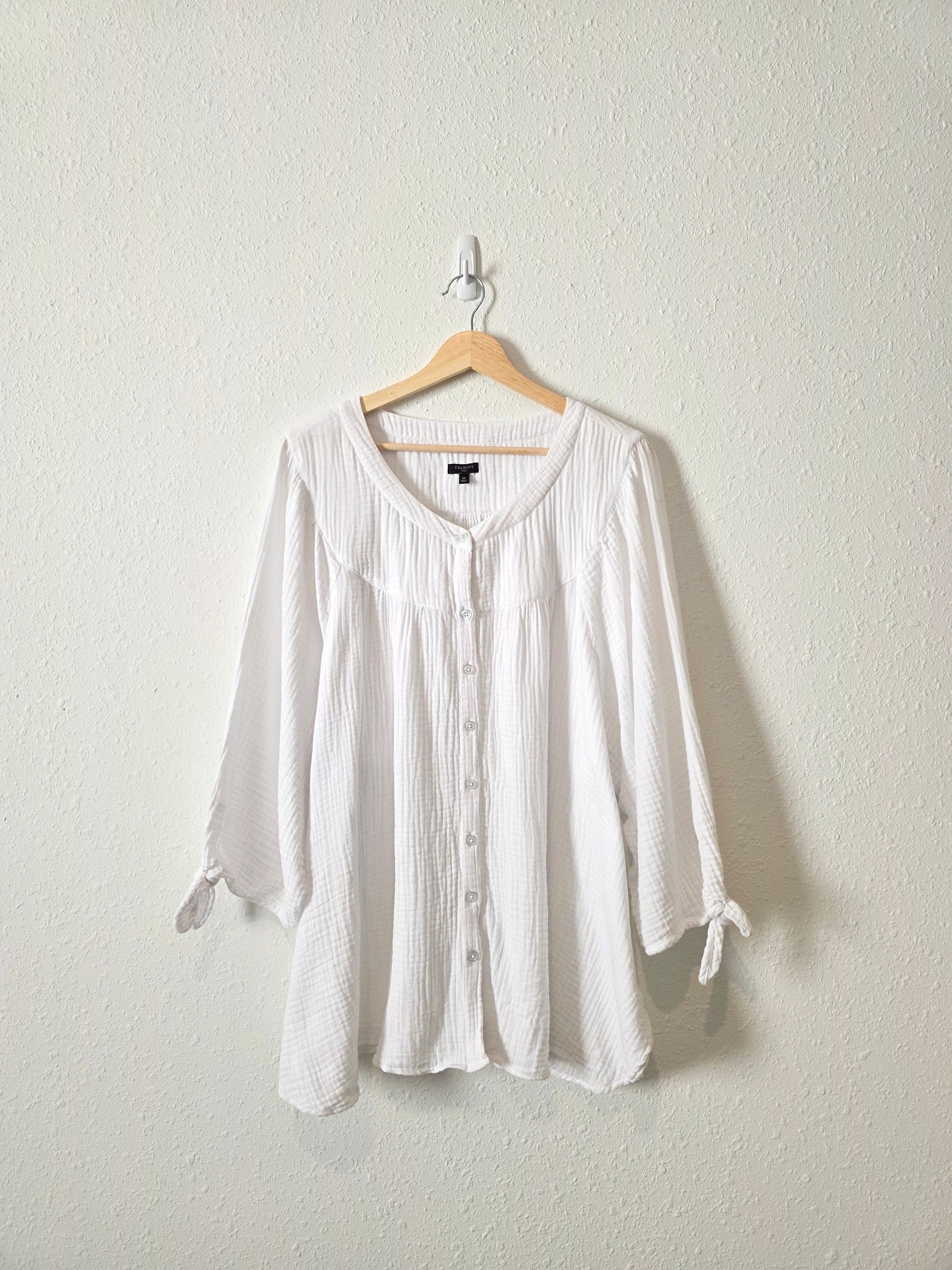 White Cotton Gauze Top (3X)