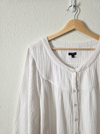 White Cotton Gauze Top (3X)