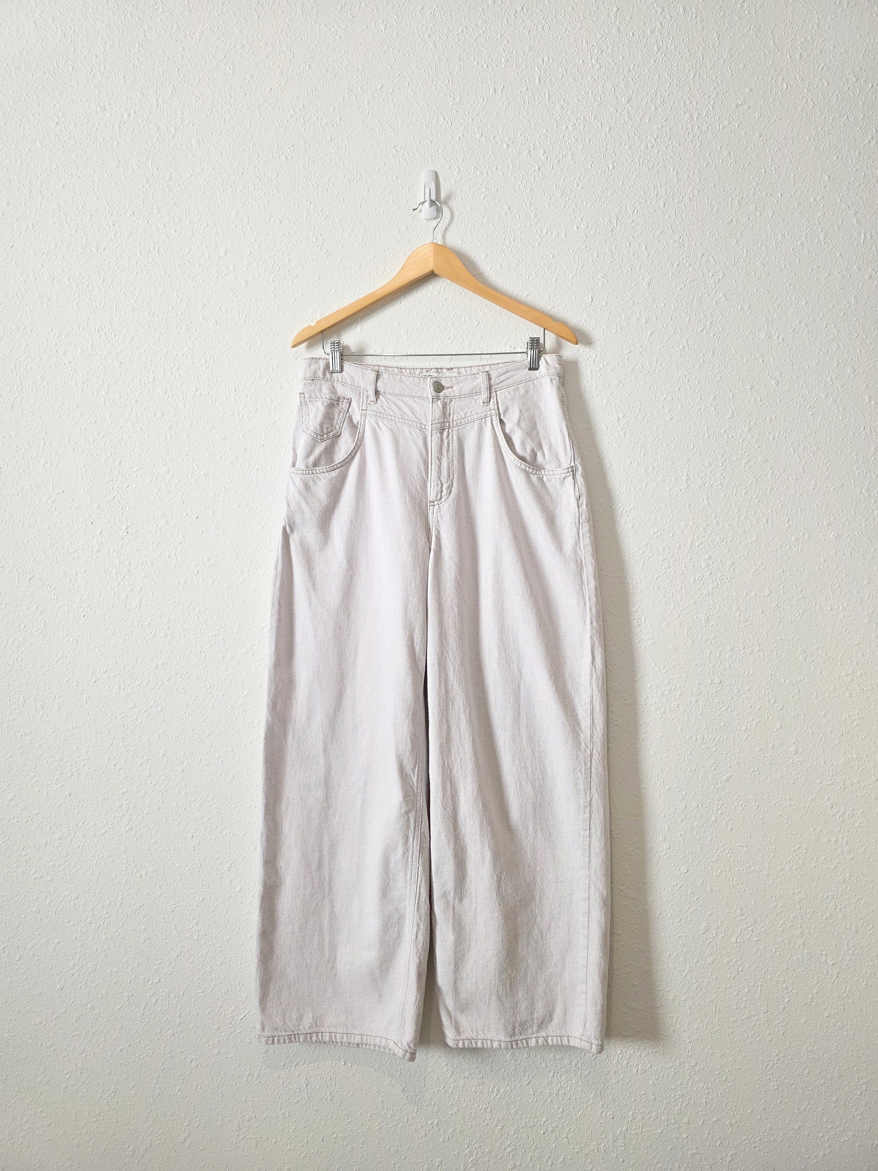 Zara Wide Leg Linen Blend Jeans (M)