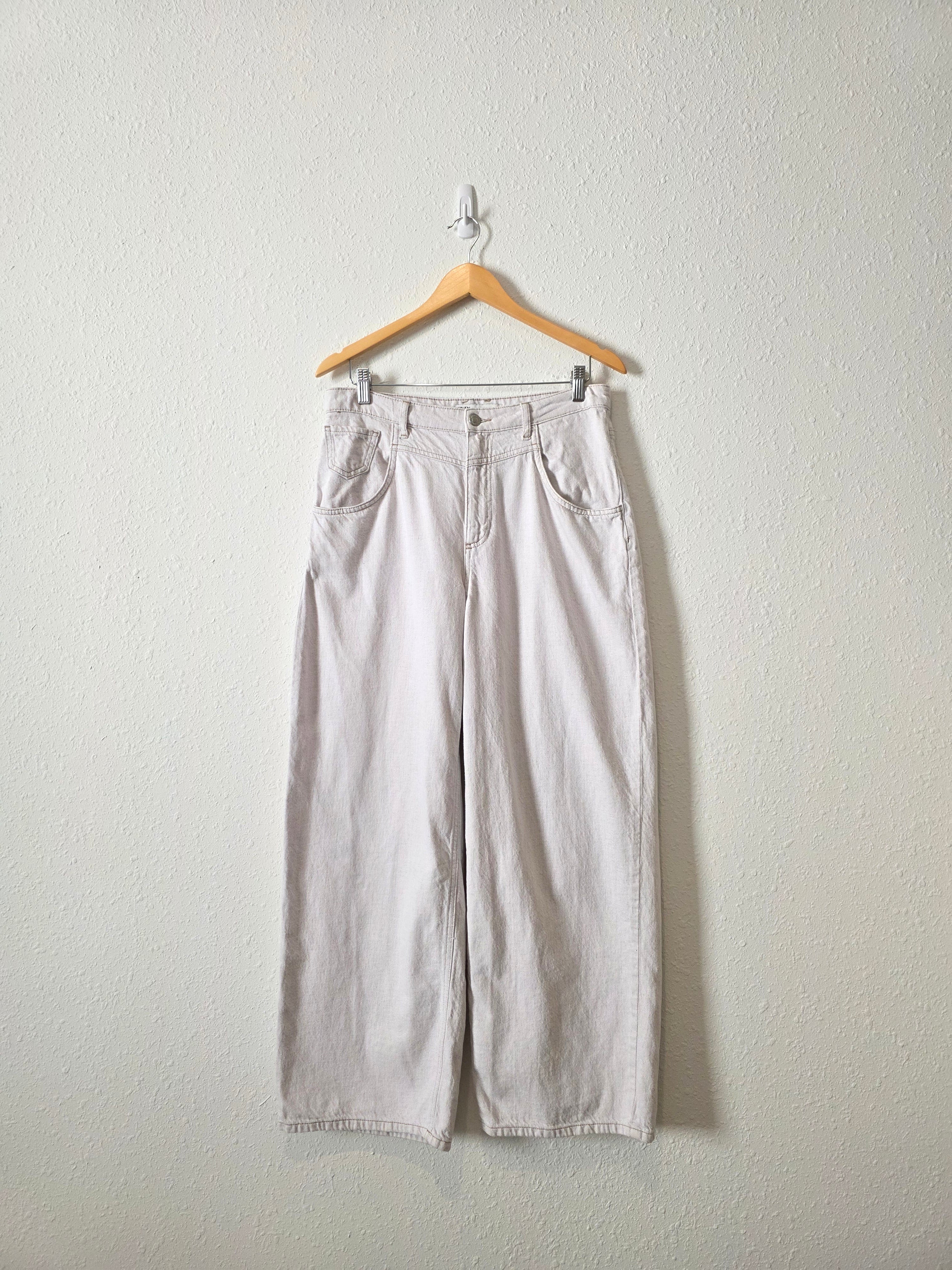 Zara Wide Leg Linen Blend Jeans (M)