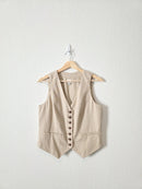 Linen Blend Button Up Vest (S)