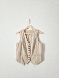 Linen Blend Button Up Vest (S)
