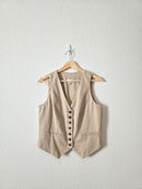Linen Blend Button Up Vest (S)