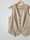 Linen Blend Button Up Vest (S)