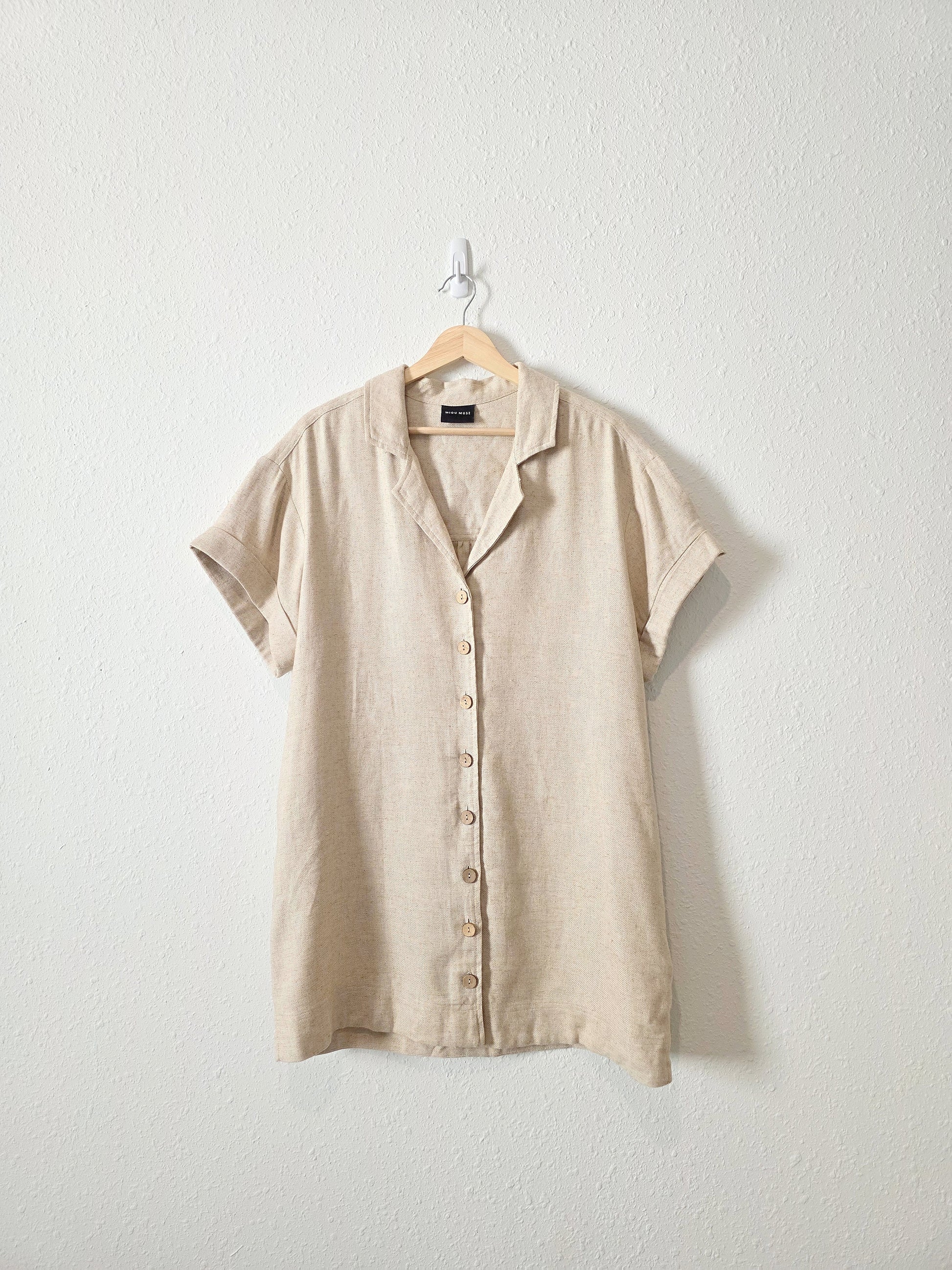 Miou Muse Oat Linen Blend Dress (M)