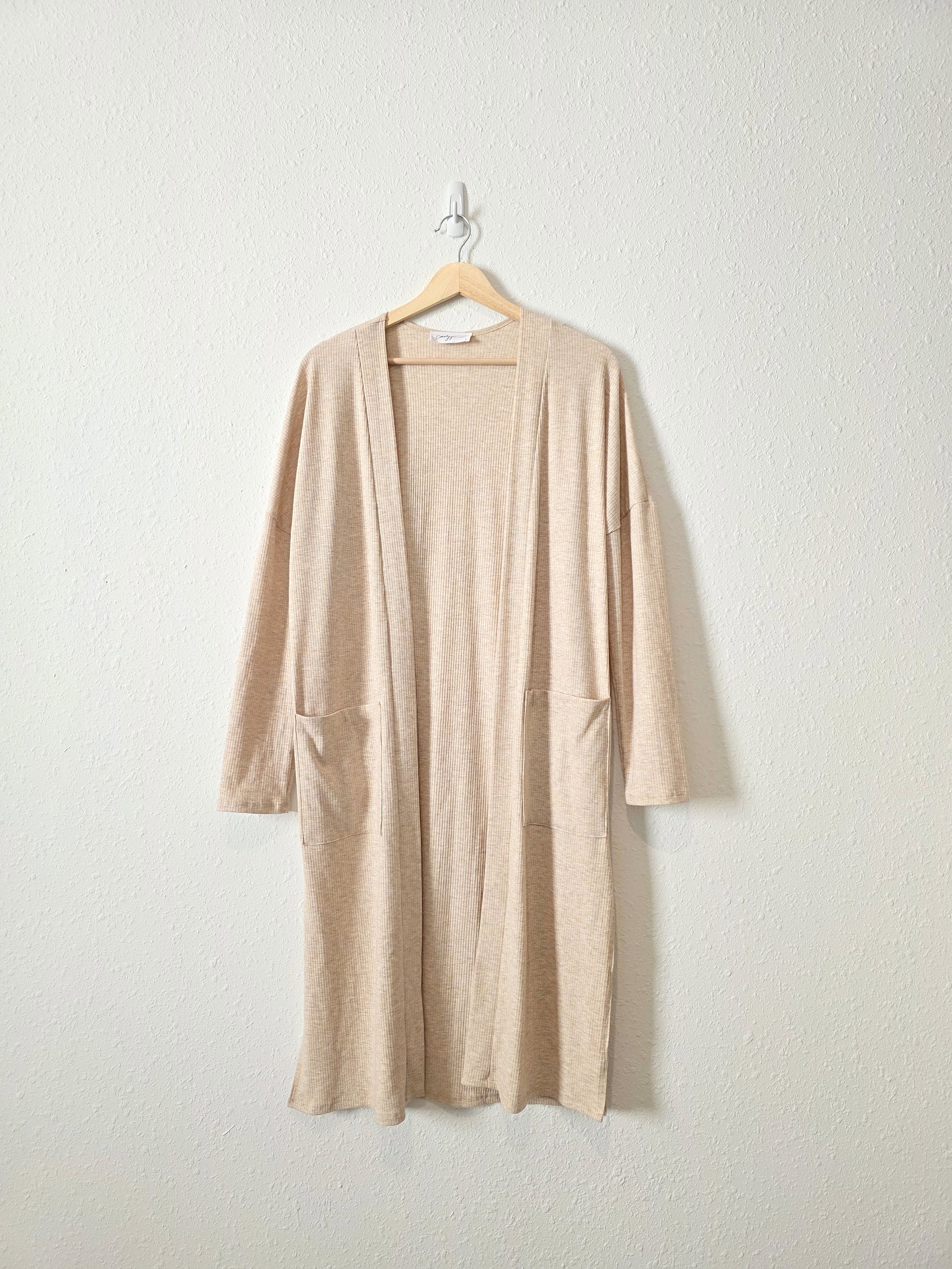 Carly Jean Long Ribbed Cardigan (S)