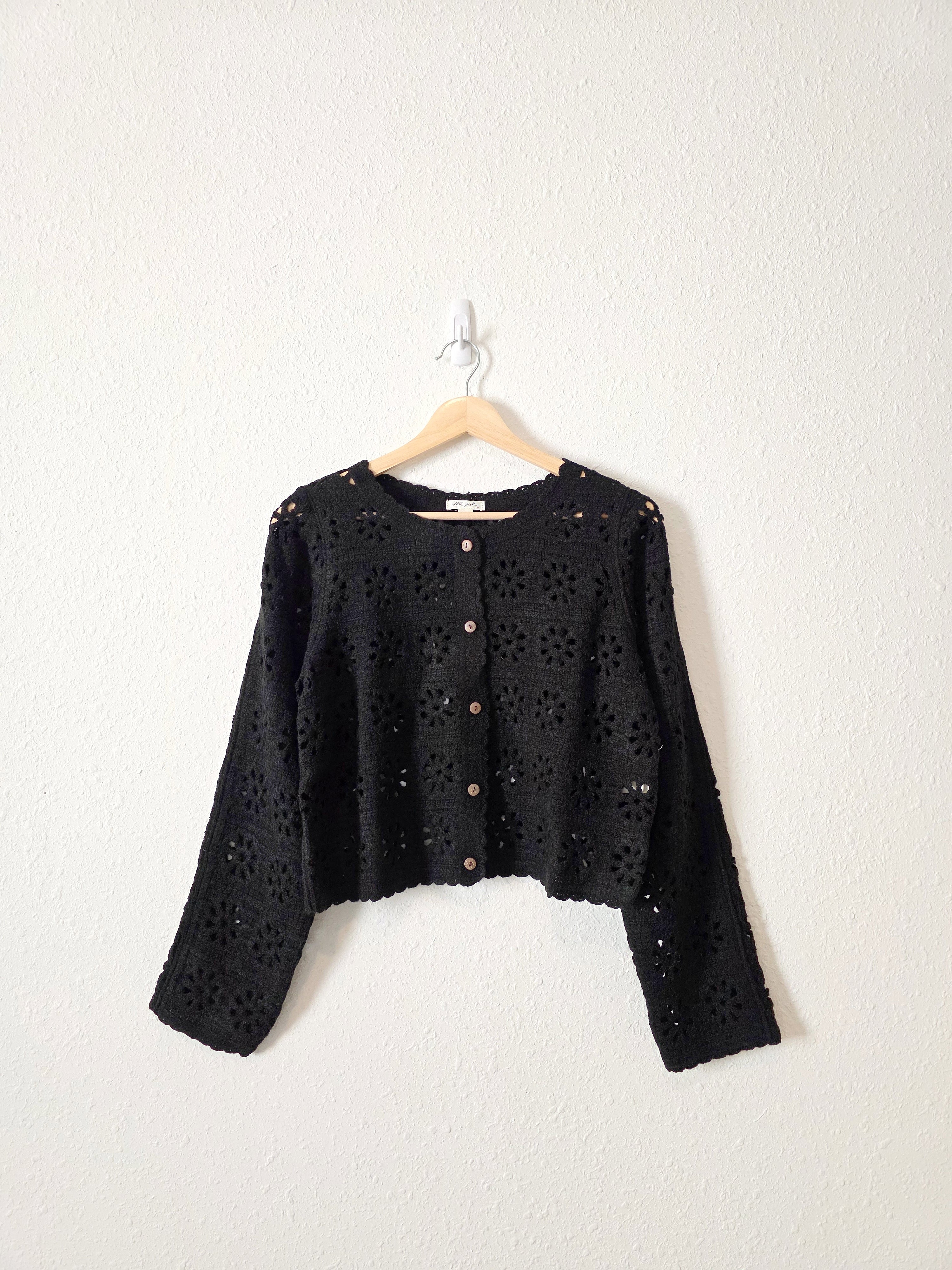 Black Crochet Knit Top (S)