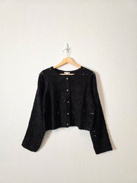 Black Crochet Knit Top (S)