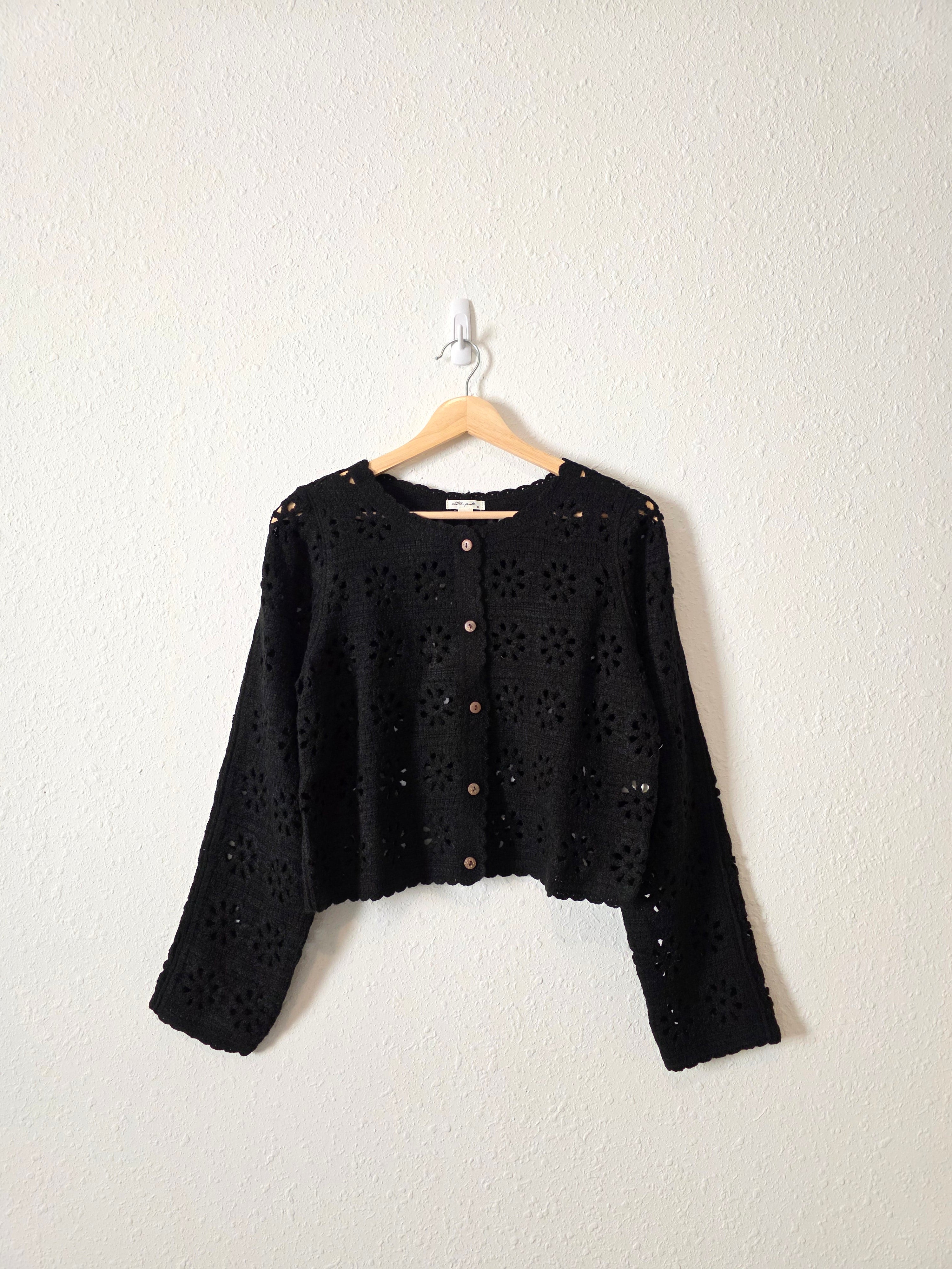 Black Crochet Knit Top (S)